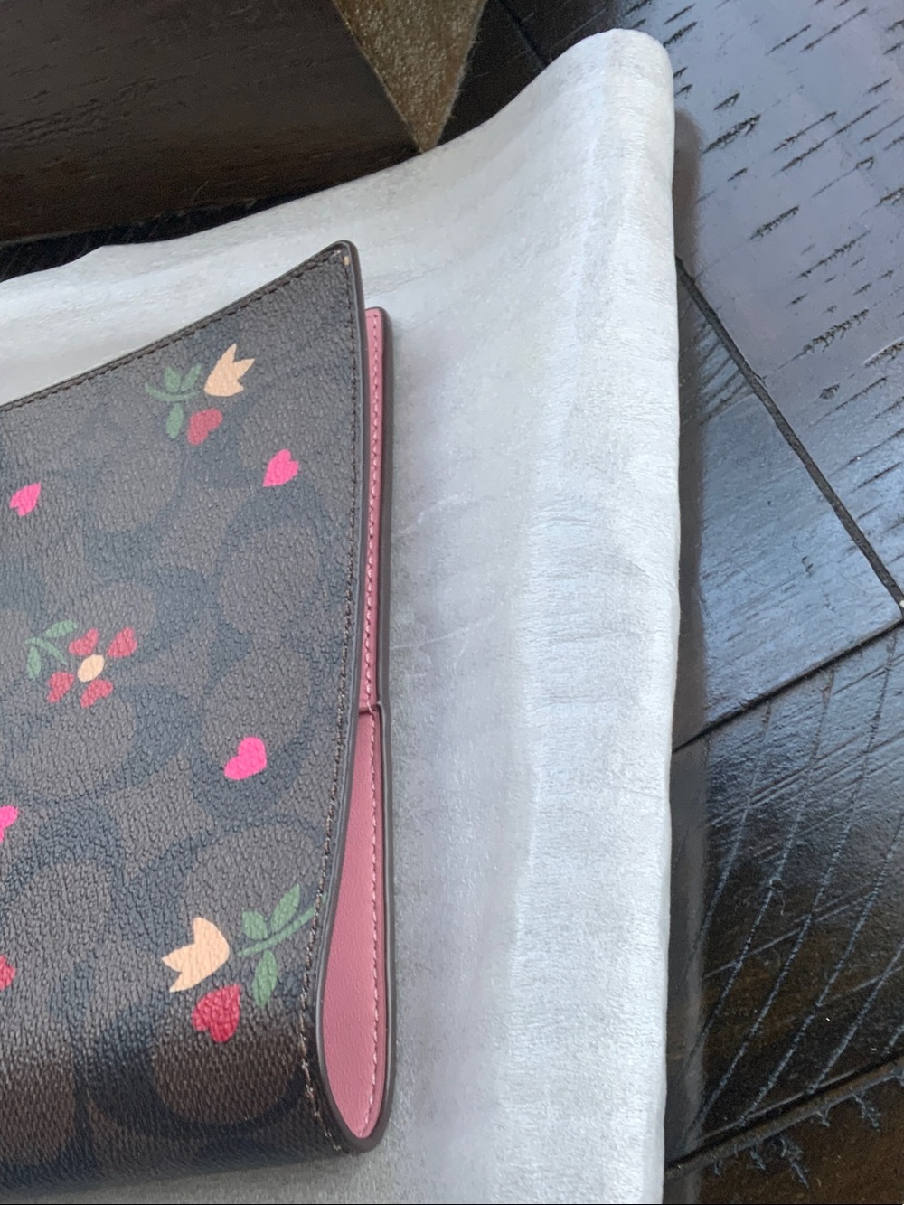 Coach Brown Floral Signature Tabbed Organizer with Pink Snap - Picture 8 of 8